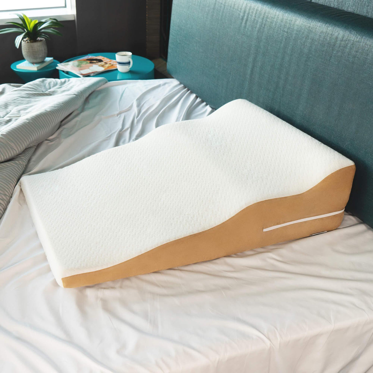 Wavy Contoured Bed Wedge Acid Reflux Pillow with Gel Infused Cooling Memory Foam - Scofa, LLC