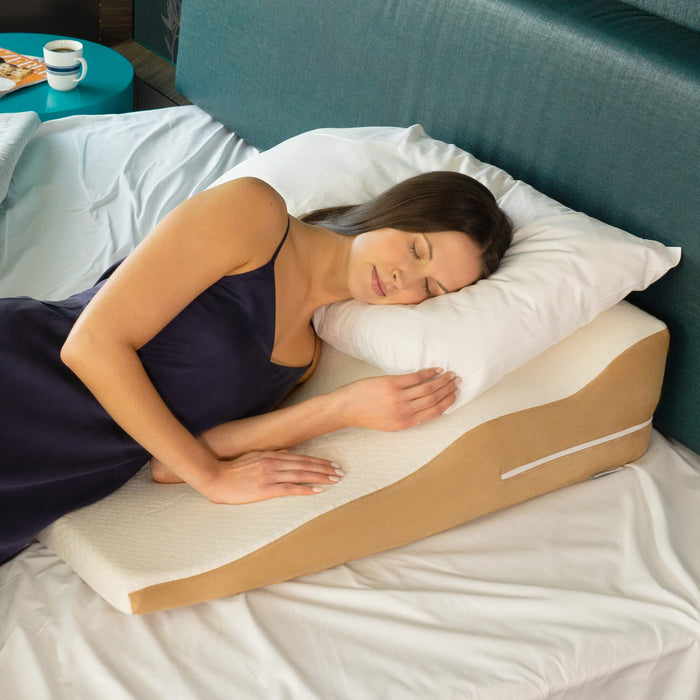 Wavy Contoured Bed Wedge Acid Reflux Pillow with Gel Infused Cooling Memory Foam