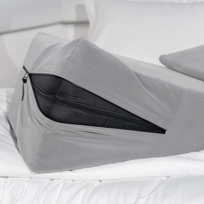 Micro-Velvet Slant Combo 12” & 7” Height - Firm Density Bed Wedge Set for Back and Knee Support