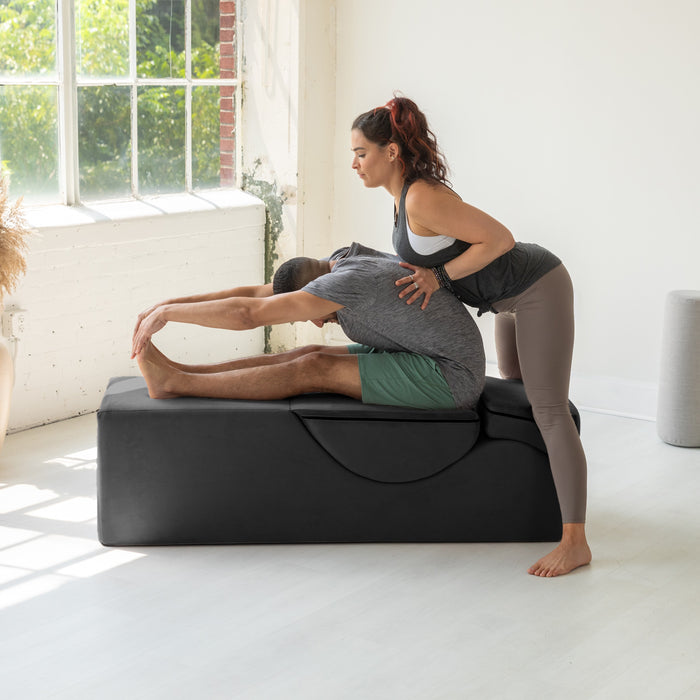Kami Convertible Chaise / Bed Bench for Yoga & Massage - 2-In-1 End of Bed Ottoman with Concealed Fold Out Yoga Lounge Chair,