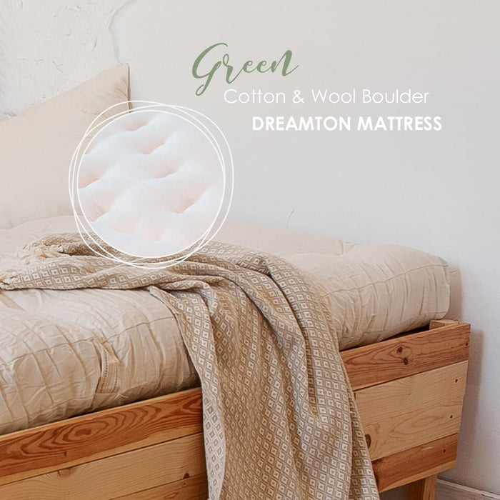 Green Cotton & Wool Boulder Dreamton Mattress