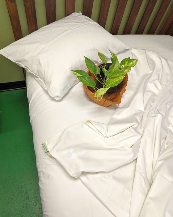 GOTS White Organic Cotton Sateen Sheets