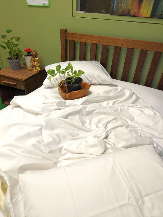 GOTS White Organic Cotton Sateen Sheets