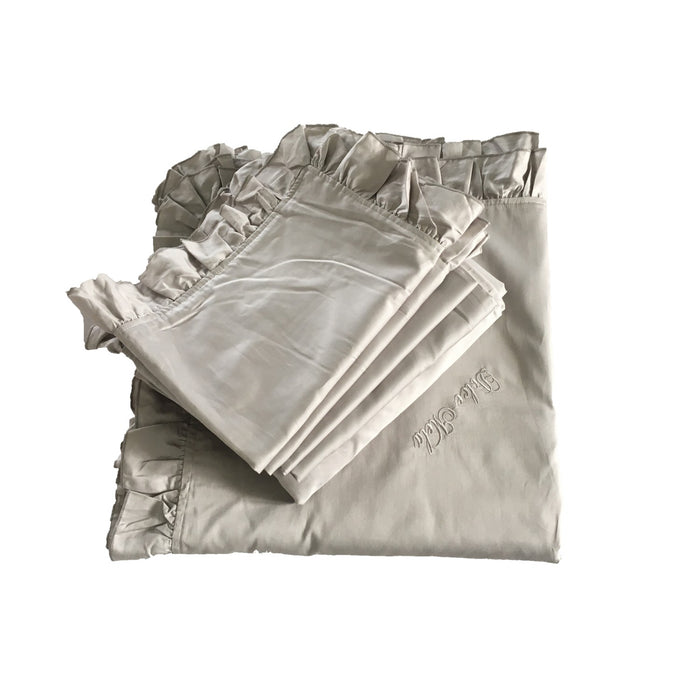 DM809Q | Queen Size 6 piece Duvet Cover Set Ruffled Bedding 100% Cotton