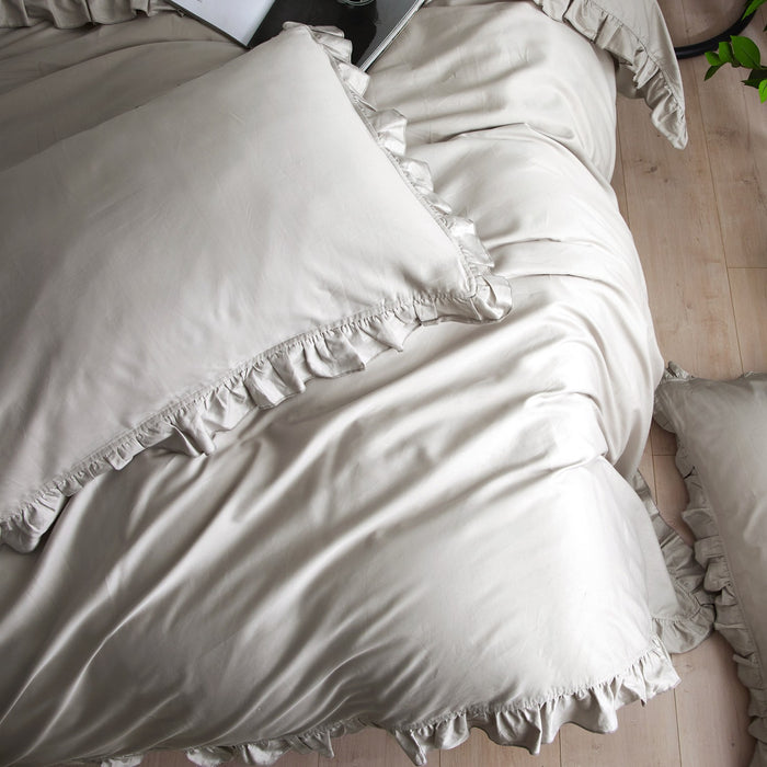 DM809K | King Size 6 piece Duvet Cover Set Ruffled Bedding 100% Cotton