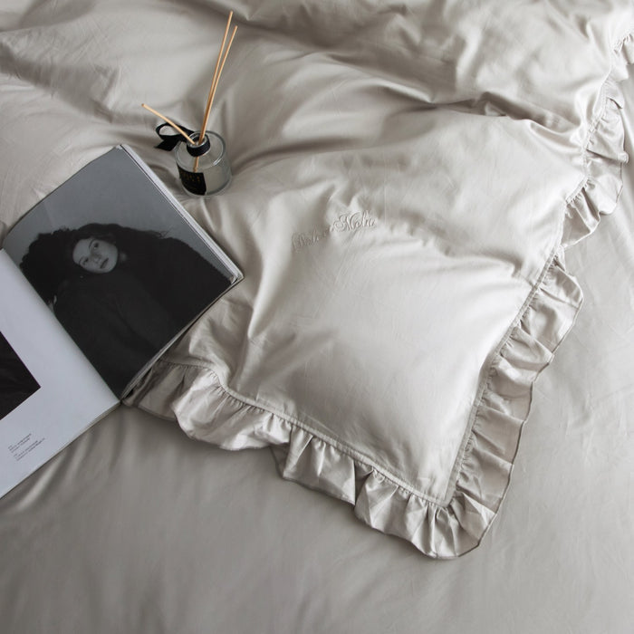 DM808T | Twin Size 4 piece Duvet Cover Set Ruffled Bedding 100% Cotton