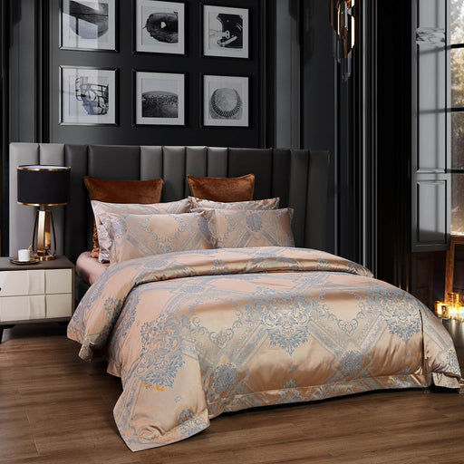 Duvet Cover Set - 6 Piece Set Jacquard King Size Bedding by Dolce Mela