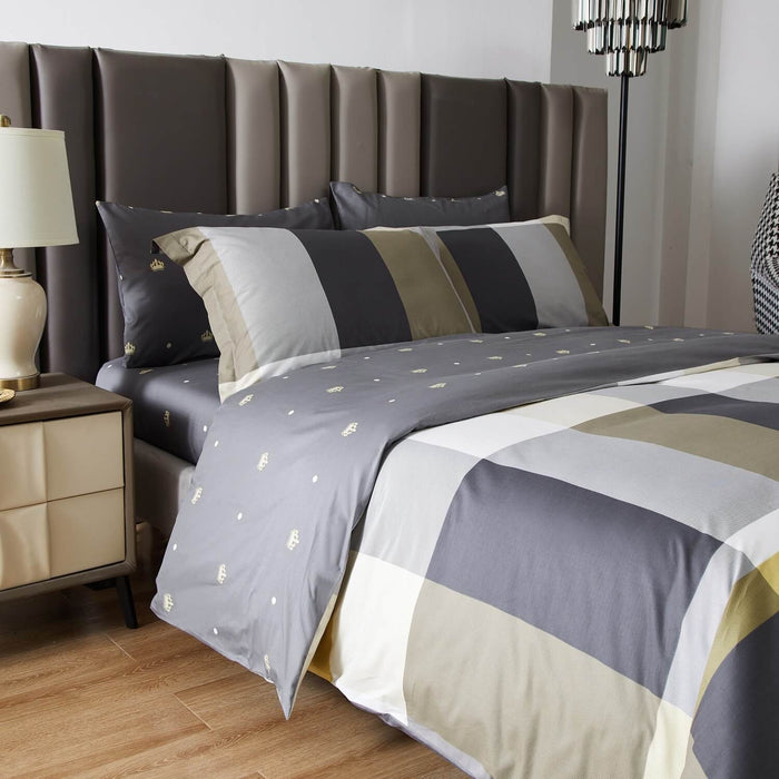 Duvet Cover Set, Queen Size 6 Piece Cotton Bedding - Pompeii by Dolce Mela