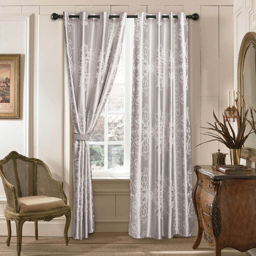 Curtains Damask Jacquard, Grommet, Semi-Blackout, Tall 60x100 inches