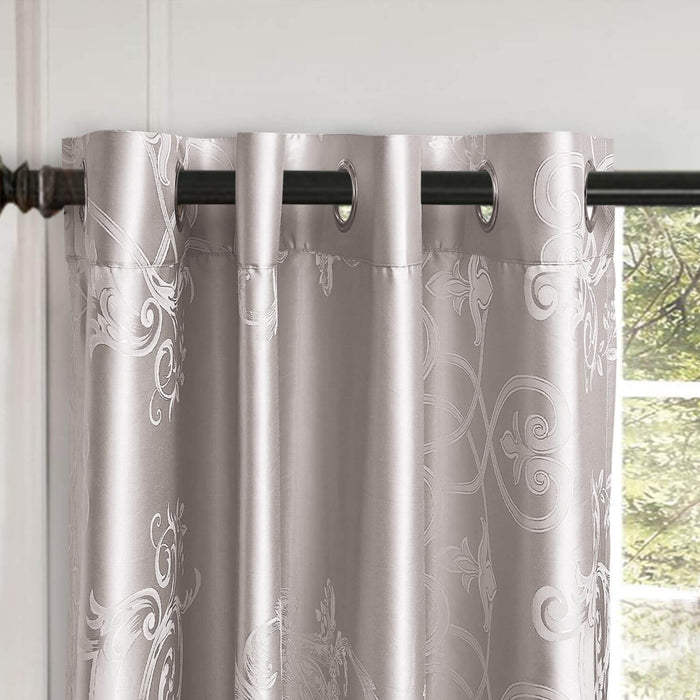 Curtains Damask Jacquard, Grommet, Semi-Blackout, Tall 60x100 inches