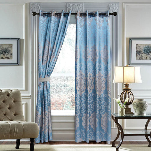 Curtains Damask Jacquard Grommet Semi-Blackout, Tall 60x100, Caen by Dolce-Mela