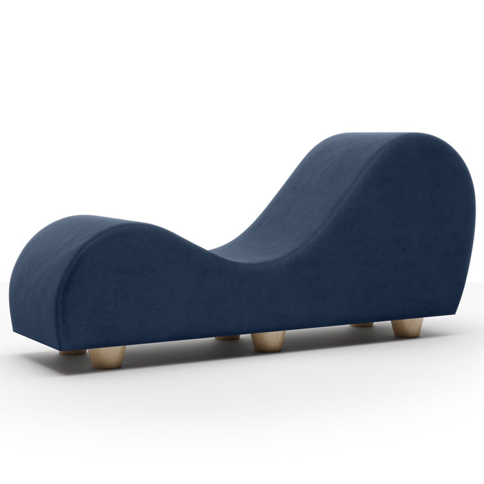 Avana Yoga Chaise Lounge Chair with Feet, Velvish Blue