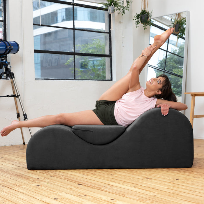 Luvu Lounger - Elegant Chaise Lounge Chair for Yoga, Exercise, Stretching, Massage and More - High Density Foam Core