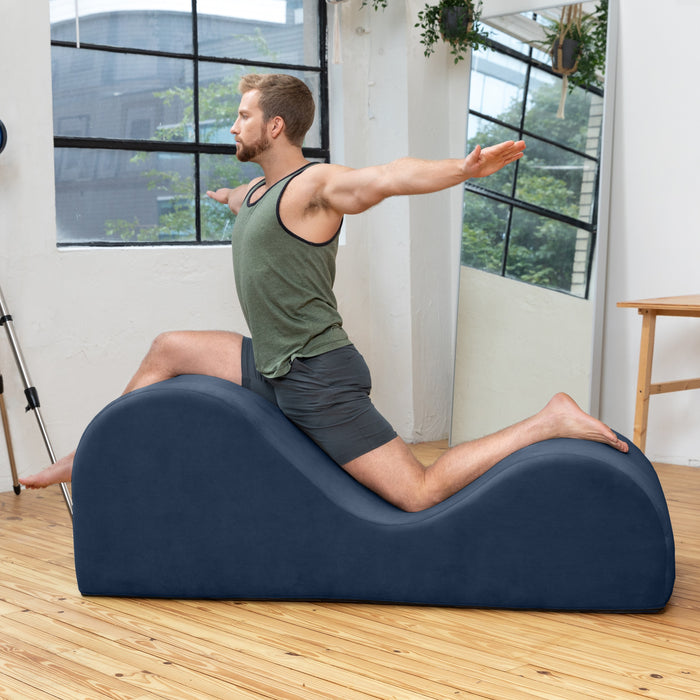 Luvu Lounger - Elegant Chaise Lounge Chair for Yoga, Exercise, Stretching, Massage and More - High Density Foam Core