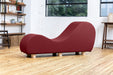 Avana Yoga Chaise Lounge Chair with Feet, Faux Leather Claret Red