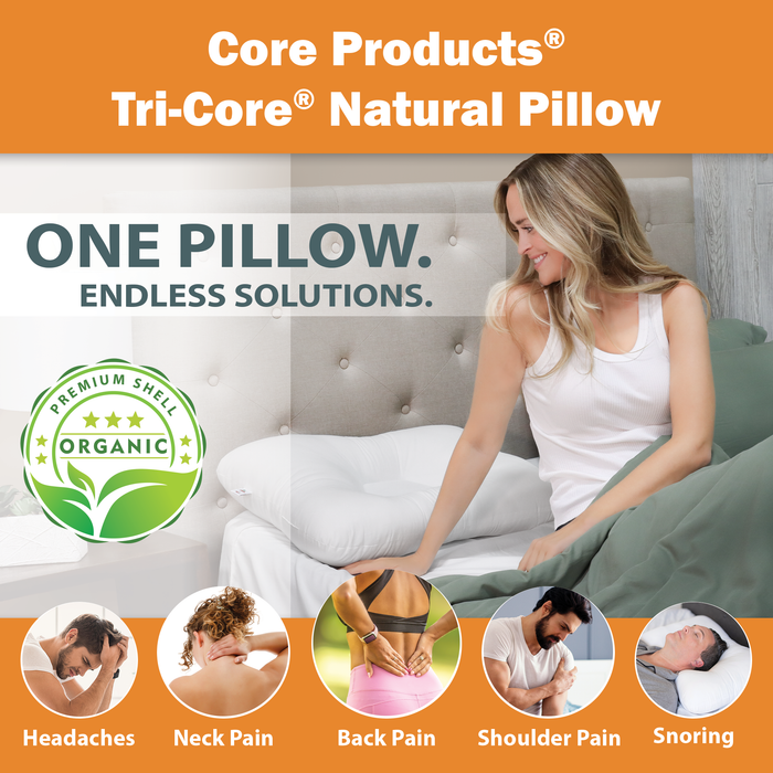 Tri-Core Natural Cervical Support Pillow with Premium Organic Cotton Shell