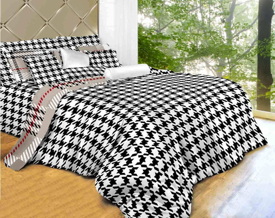 Twin Size Duvet Cover Sheets Set, Houndstooth Check