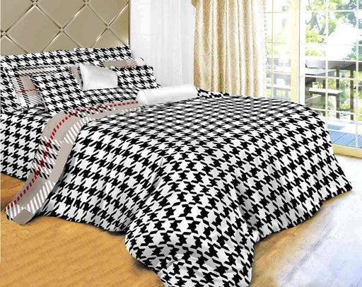King Size Duvet Cover Sheets Set, Houndstooth Check
