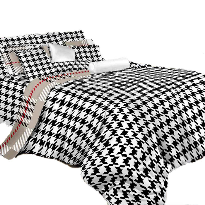 Twin Size Duvet Cover Sheets Set, Houndstooth Check