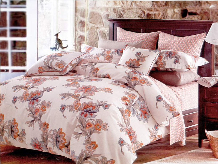 Twin Size 4 Piece Duvet Cover Sheets Set, Abloom