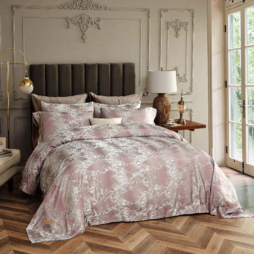 King Size Duvet Cover Set, 6 Piece Luxury Jacquard Bedding, Dolce Mela Hollywood DM714K