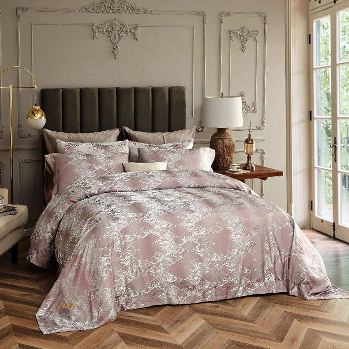 Queen Size Duvet Cover Set, 6 Piece Luxury Jacquard Bedding, Dolce Mela Hollywood DM714Q