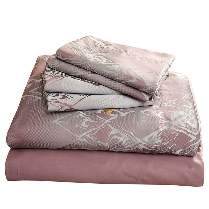 Queen Size Duvet Cover Set, 6 Piece Luxury Jacquard Bedding, Dolce Mela Hollywood DM714Q