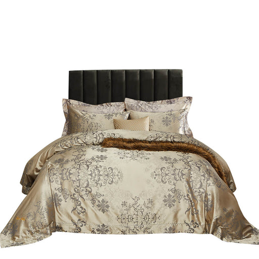 Queen Size Duvet Cover Set, 6 Piece Luxury Jacquard Bedding, Dolce Mela Primavera DM715Q