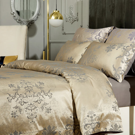 Queen Size Duvet Cover Set, 6 Piece Luxury Jacquard Bedding, Dolce Mela Primavera DM715Q