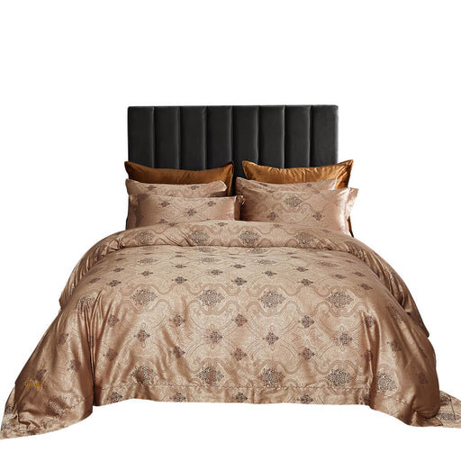 Queen Size Duvet Cover Set, 6 Piece Luxury Jacquard Bedding, Dolce Mela Los Angeles  DM719Q
