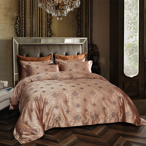 Queen Size Duvet Cover Set, 6 Piece Luxury Jacquard Bedding, Dolce Mela Los Angeles  DM719Q