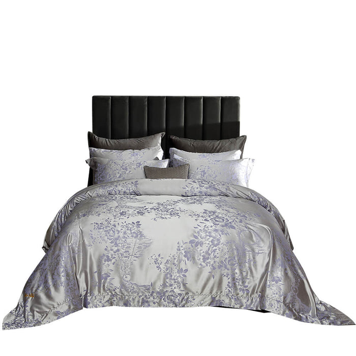 Queen Size Duvet Cover Set, 6 Piece Luxury Jacquard Bedding, Dolce Mela Munich DM720Q