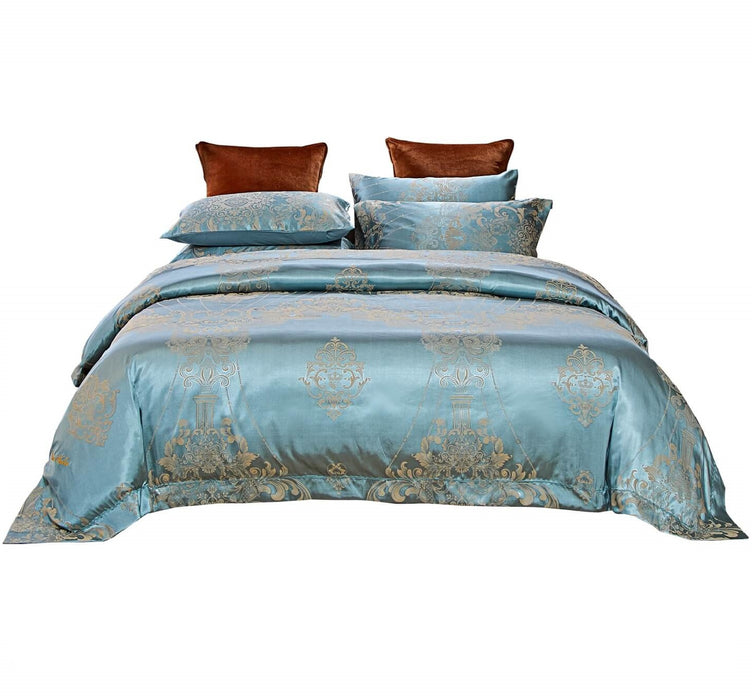 Duvet Cover 6 Piece Set Jacquard Bedding, King Size - Lille by Dolce Mela