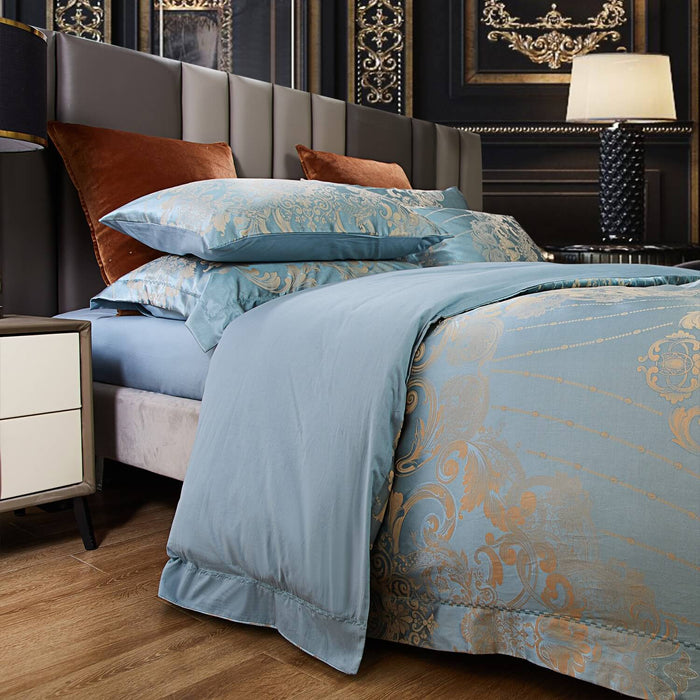 Duvet Cover 6 Piece Set Jacquard Bedding, King Size - Lille by Dolce Mela