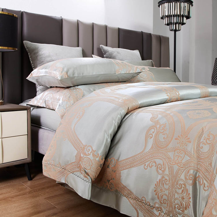 Duvet Cover 6 Piece Set Jacquard Bedding, Queen Size - Lille by Dolce Mela