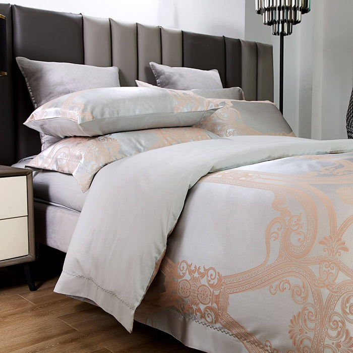 Duvet Cover 6 Piece Set Jacquard Bedding, Queen Size - Lille by Dolce Mela