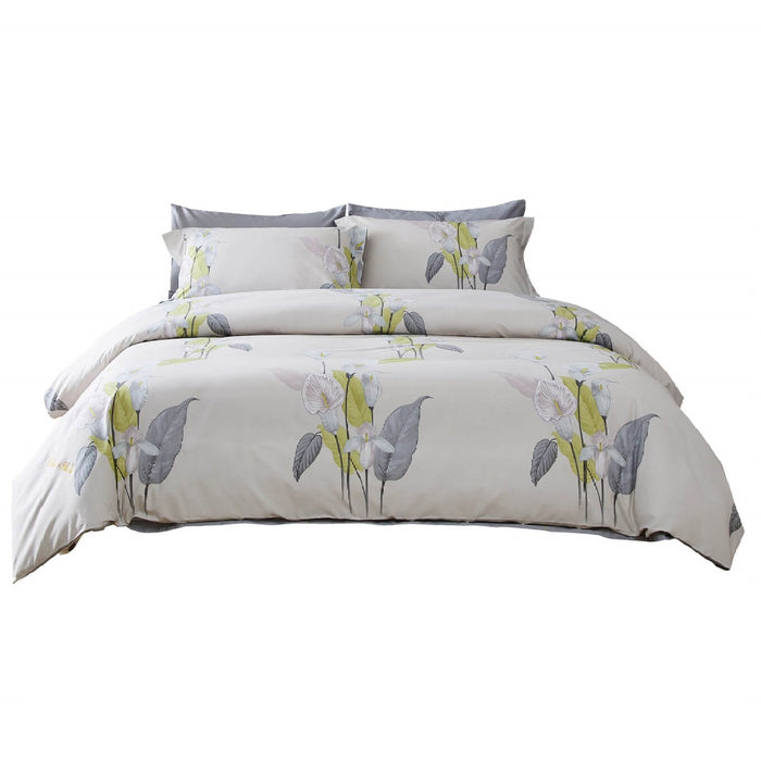 Duvet Cover Set, Queen Size 6 Piece Cotton Bedding - Bloomon by Dolce Mela