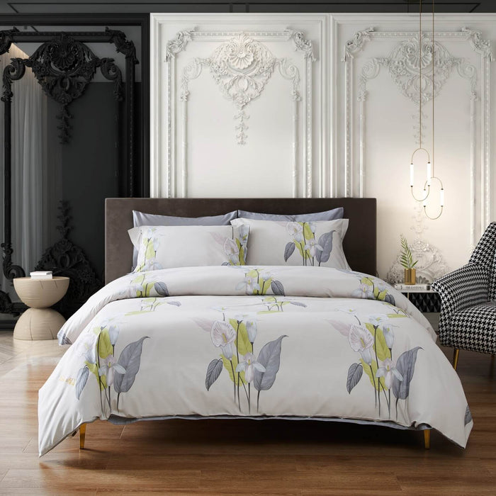 Duvet Cover Set, Queen Size 6 Piece Cotton Bedding - Bloomon by Dolce Mela