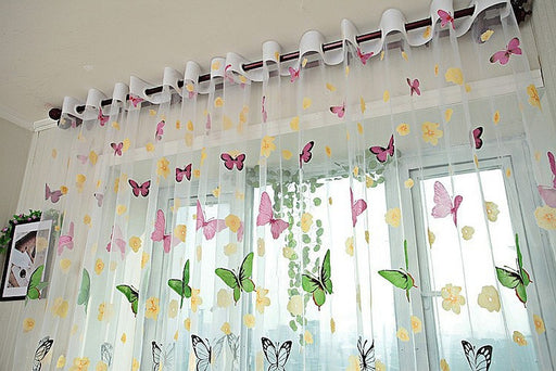 Window Sheer Curtains Panel, Brazilian Butterflies
