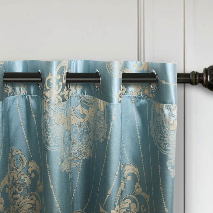 Curtains Damask Jacquard Grommet Semi-Blackout, Tall 60x100, Lille by Dolce-Mela