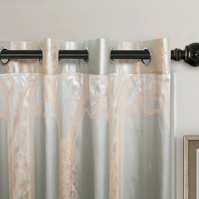 Curtains Damask Jacquard Grommet Semi-Blackout, Tall 60x100, Rouen by Dolce-Mela