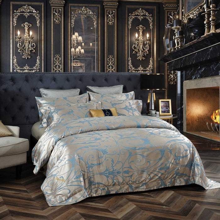 DM800K | King Size Duvet Cover Set Jacquard Top & 100% Cotton Inside 