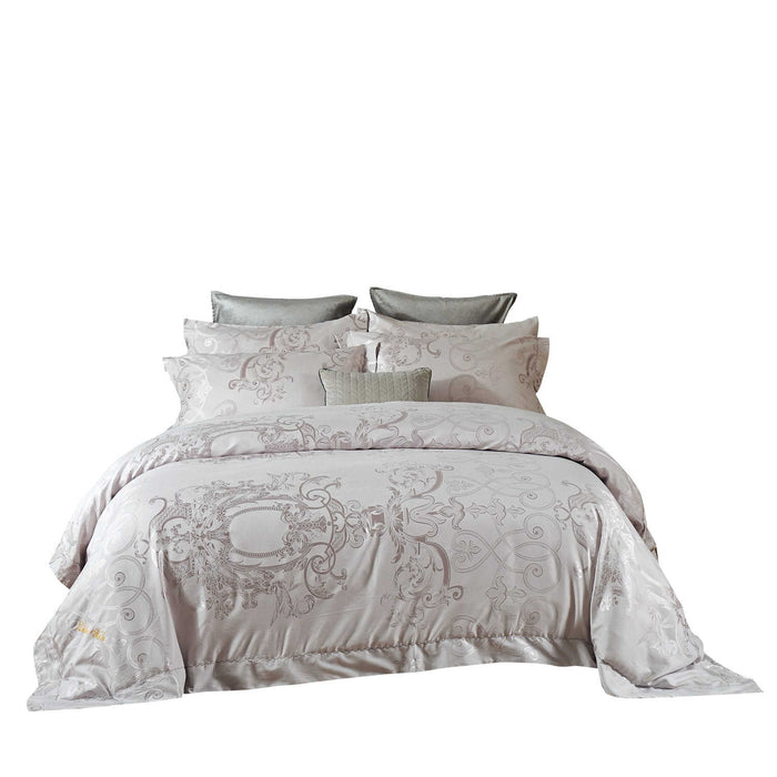 DM802Q | Queen Size Duvet Cover Set Jacquard Top & 100% Cotton Inside 