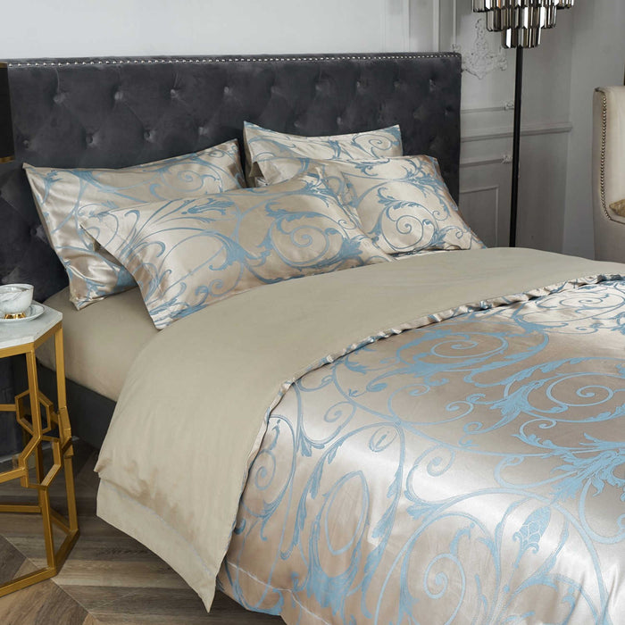 DM800K | King Size Duvet Cover Set Jacquard Top & 100% Cotton Inside 