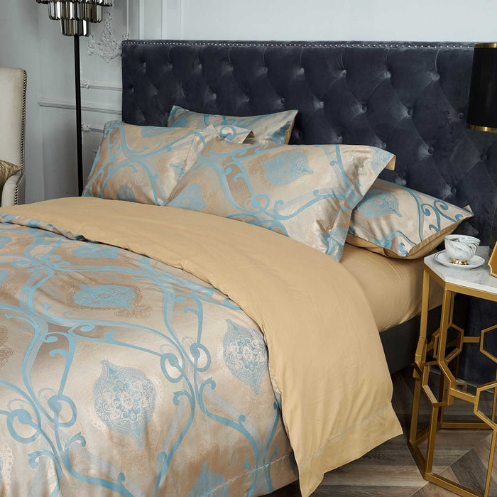 DM804K | King Size Duvet Cover Set Jacquard Top & 100% Cotton Inside 